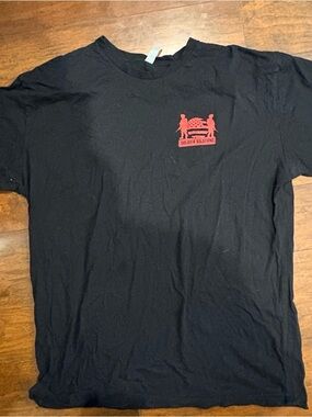 Next Level Apparel Black Short Sleeve Tee with Red Chest Logo